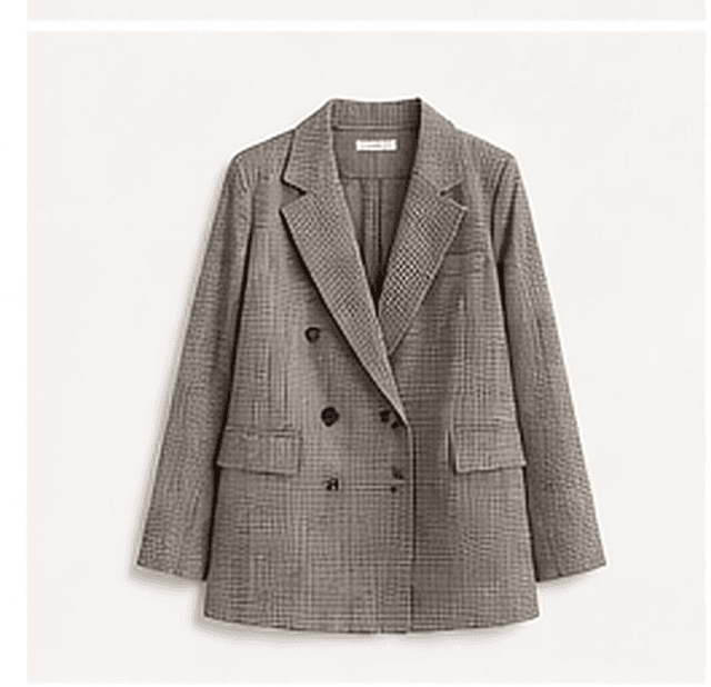 チェックダブルブレストブレザー（グレー）