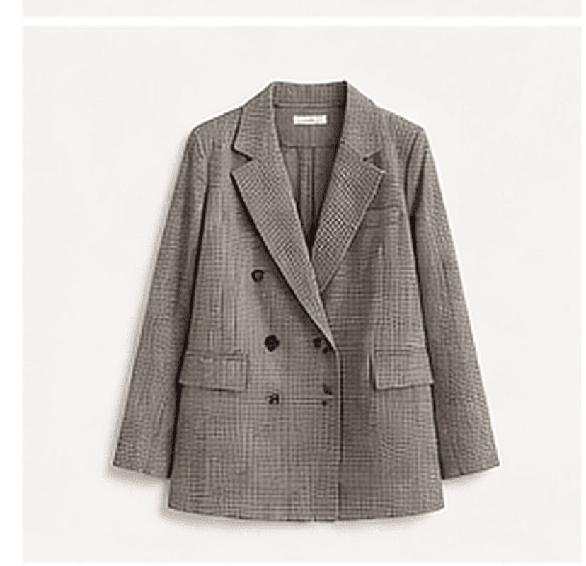 チェックダブルブレストブレザー（グレー）