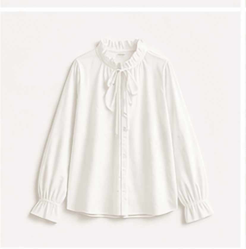 フリルネックブラウス（ホワイト）