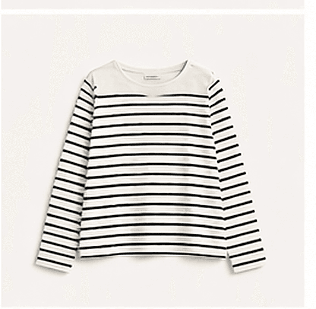 ボーダーカットソー（ホワイト×ネイビー）