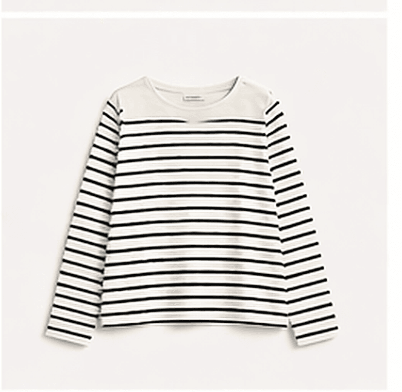 ボーダーカットソー（ホワイト×ネイビー）